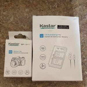 Dual Charger and Battery Set for Cameras - White